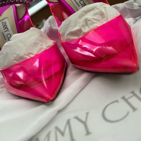 Jimmy Choo Pink Bing PVC Heels size 7 - Picture 5 of 10